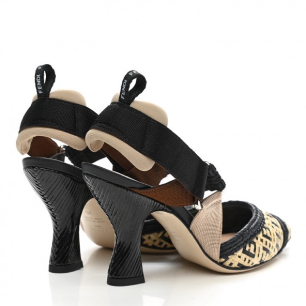 FENDI RAFFIA GROSGRAIN FF INTRECCIO COLIBRI SLINGBACK PUMPS - Picture 7 of 8
